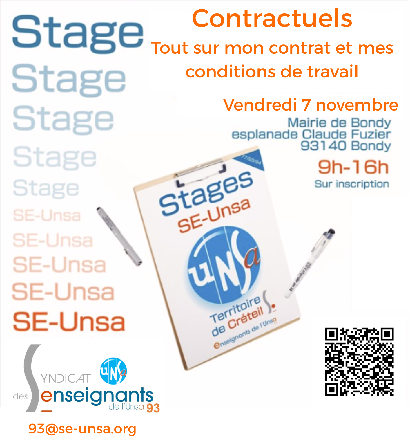 Stage « Contractuels, tout sur mon contrat et mes conditions de travail » – 7 novembre 2025 : Inscrivez-vous dès maintenant !